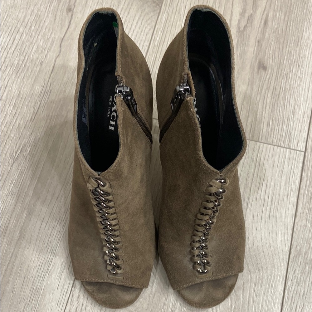 Brown Peep-Toe Ankle Boots